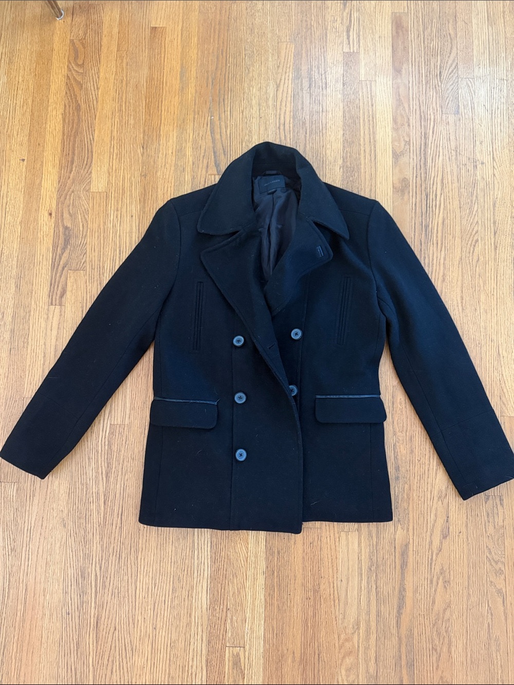 Jack & Jones Men’s Black Double-Breasted Peacoat size Large